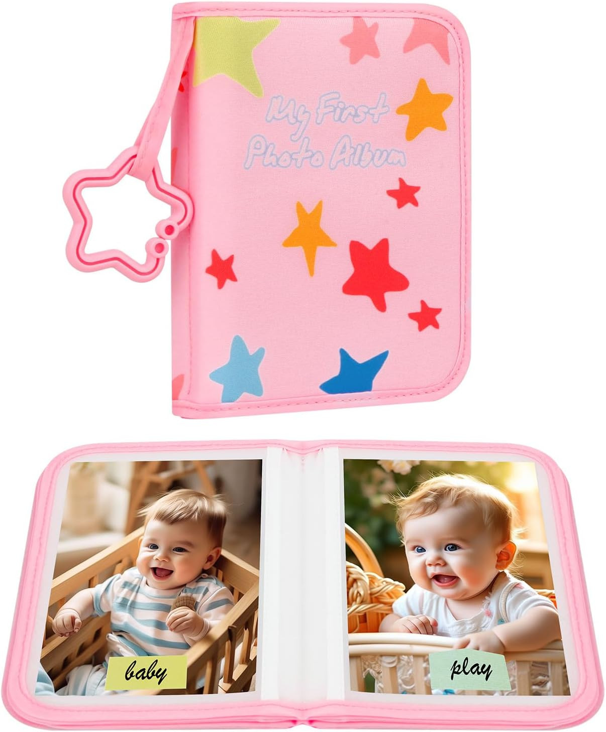 My First Baby Photo Album, 21 4x6 Photos, Soft Cloth, Pink | Amazon (US)