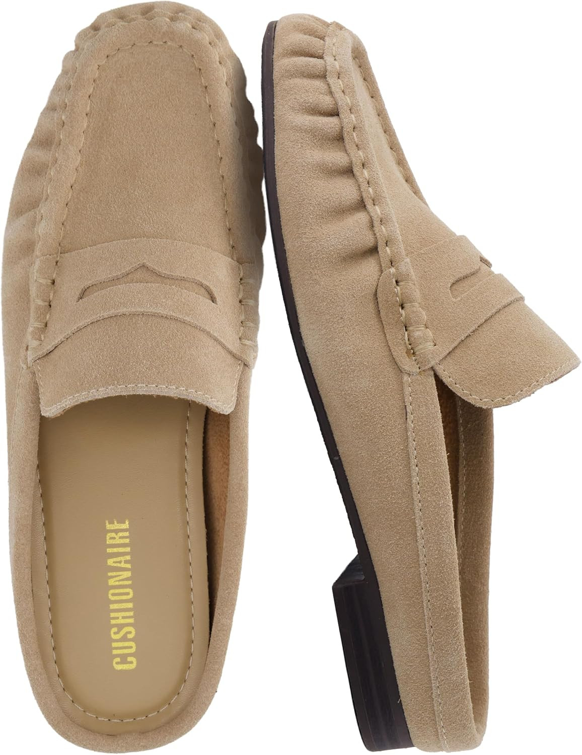 CUSHIONAIRE Heritage Genuine Leather Suede Loafer Mules for Women | Amazon (US)