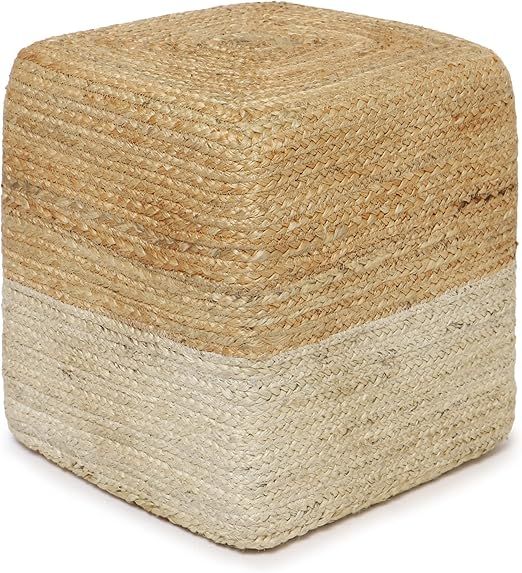 REDEARTH Cube Pouf Ottoman - Braided Pouffe Accent Sitting Square Footrest for Living Room, Bedro... | Amazon (US)