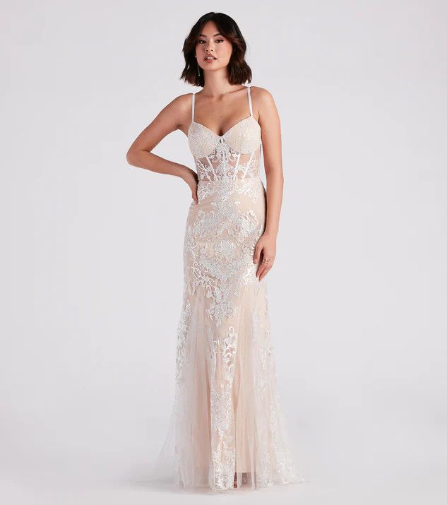 Keria Formal Glitter Lace Mermaid Dress | Windsor Stores