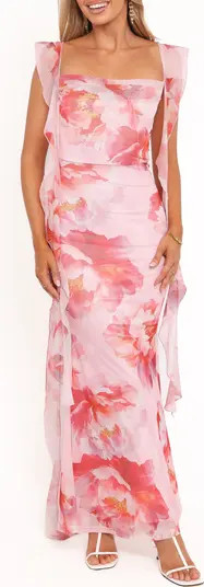 Chiara Floral Flutter Ruffle Maxi Dress | Nordstrom