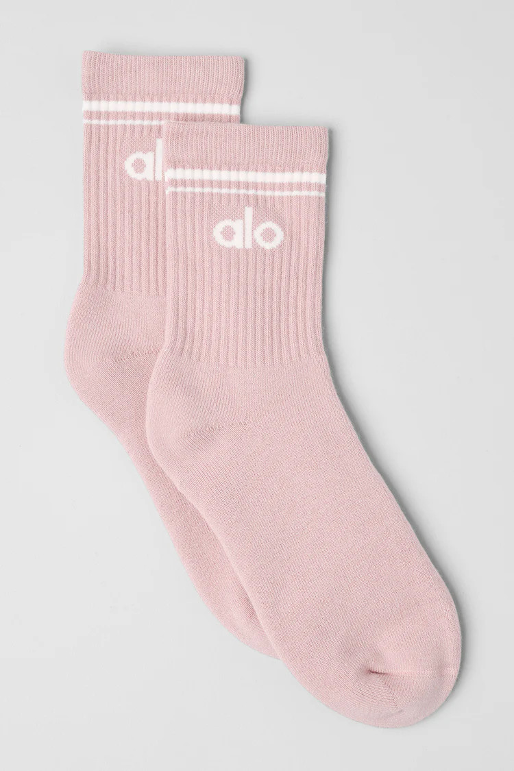 Unisex Half-Crew Throwback Sock - White/Pink Summer Crush | Alo Yoga (US)