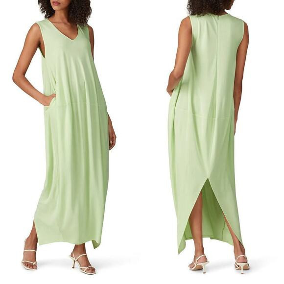 Rosetta Getty Balloon Dress Relaxed Sleeveless V-Neck Shift Maxi Green Size XS | Poshmark