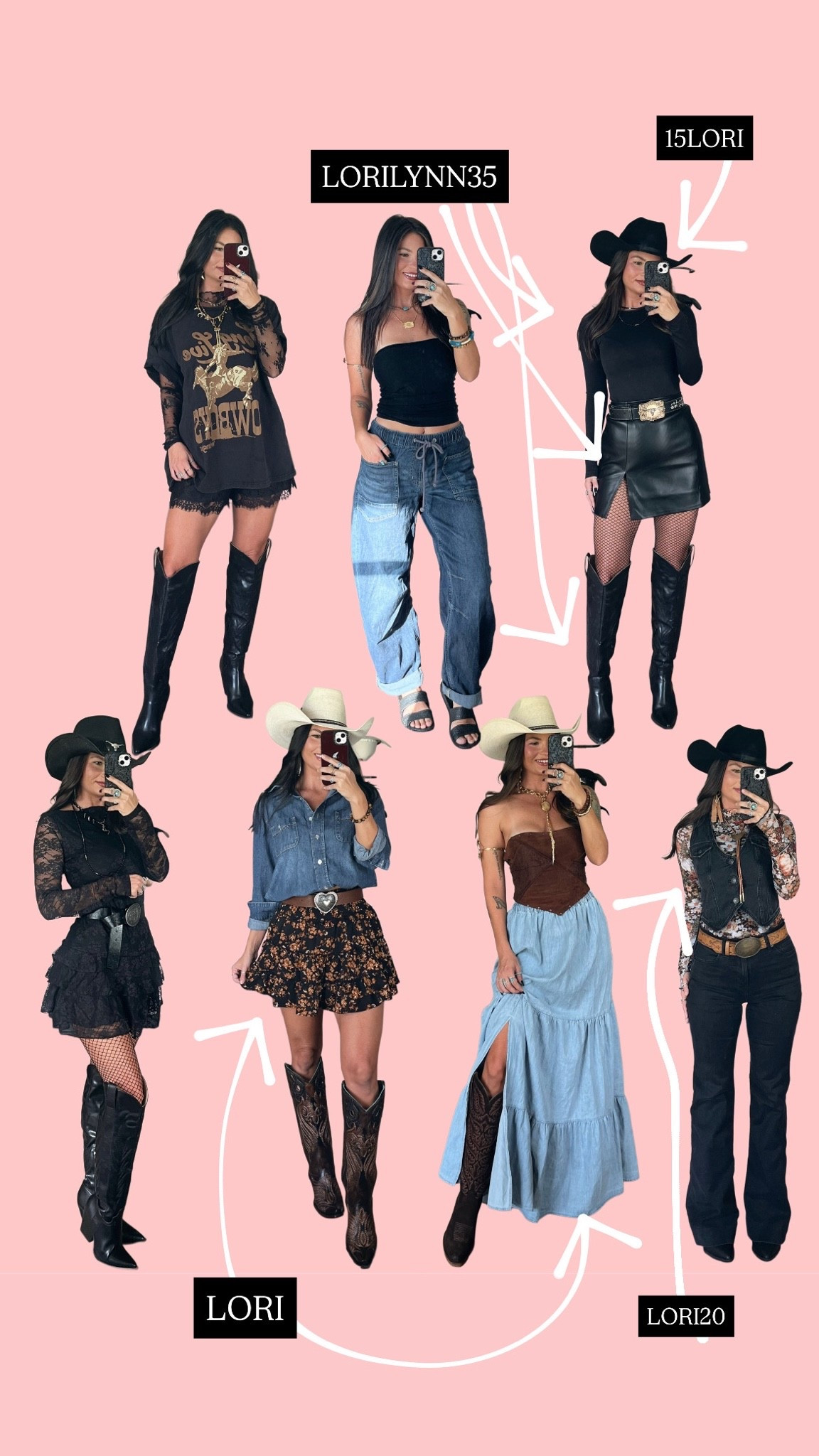 Black brown & denim western boho looks! Discount codes to save on pic!

#LTKootd #LTKgrwm #LTKSeasonal