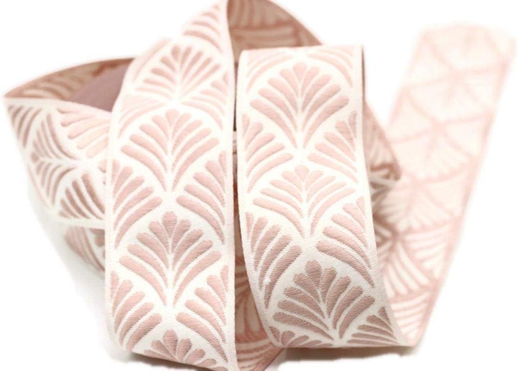 11 Yard Spool 1.37 inches Wide Pink Seashell Ribbon Embroidered Woven Seashell Ribbon Jacquard Ri... | Amazon (US)