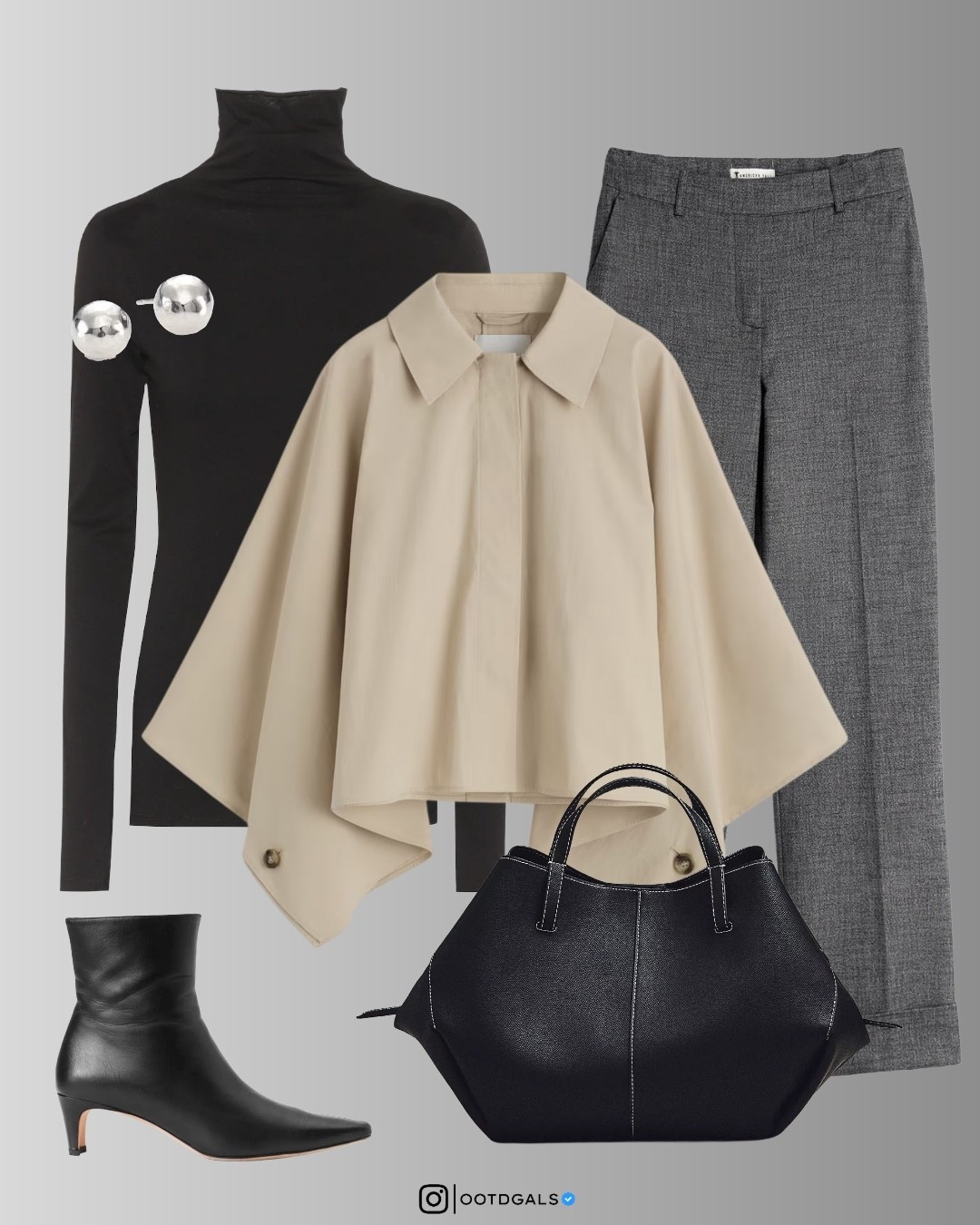 Modern Neutral Look | Quiet Luxury Layers 🖤🤍


Minimal, structured, and timeless — the definition of modern quiet luxury. 🤍
This neutral capsule look pairs a soft beige cape jacket with a black fitted turtleneck and grey tailored trousers for effortless sophistication.

Finished with sleek ankle boots, a structured black tote, and silver dome earrings — understated elegance for city days or workwear chic.

✨ Style Notes:
– Perfect for fall or winter workwear
– Effortless capsule layering
– Feminine yet architectural silhouette

🛍️ Shop the full look:
• Beige cape jacket
• Black fitted turtleneck
• Grey tailored trousers
• Black ankle boots
• Structured black tote
• Silver dome earrings

#LTKStyleTip #LTKSeasonal #LTKWorkwear