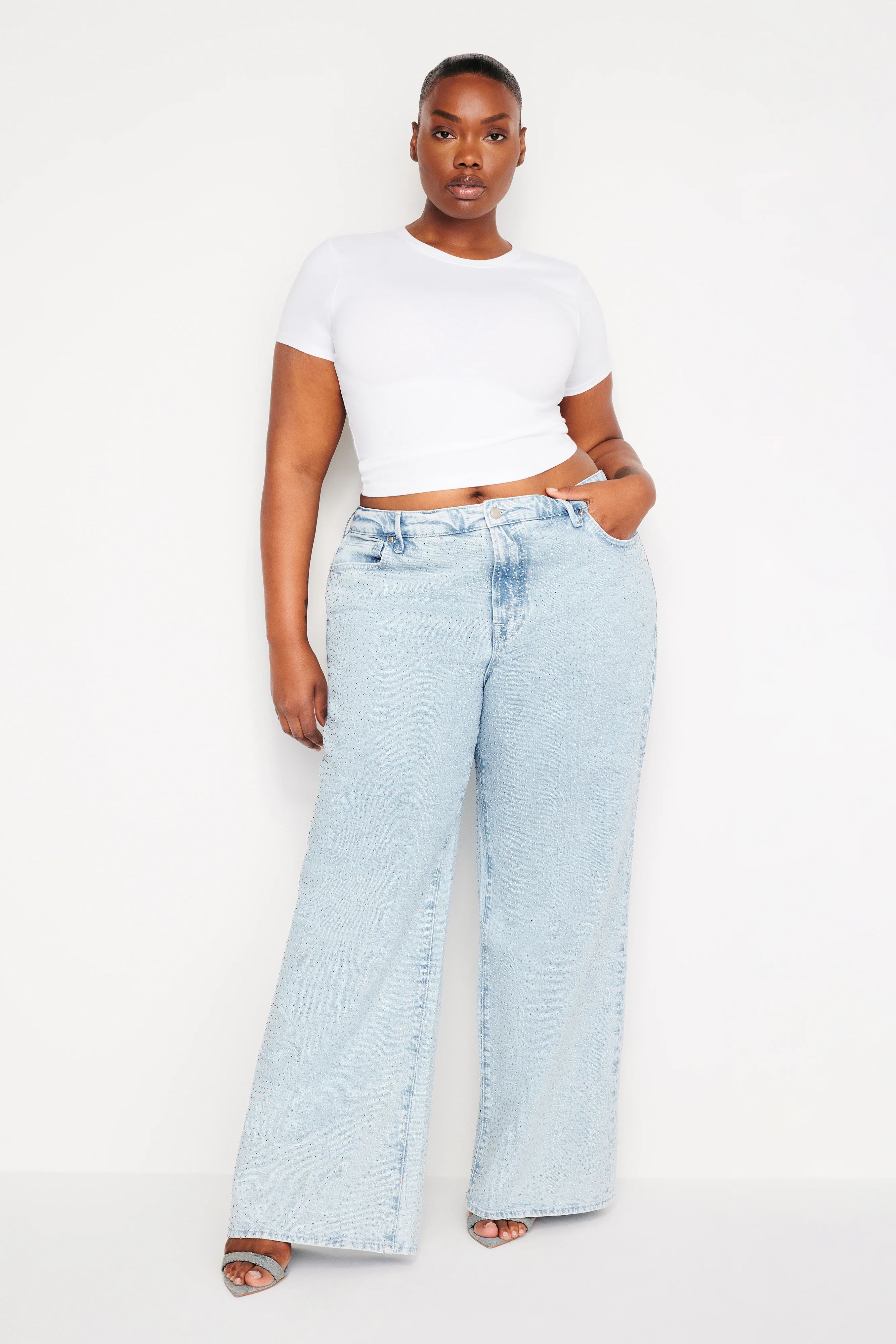 GOOD EASE RELAXED SPARKLE JEANS | Good American