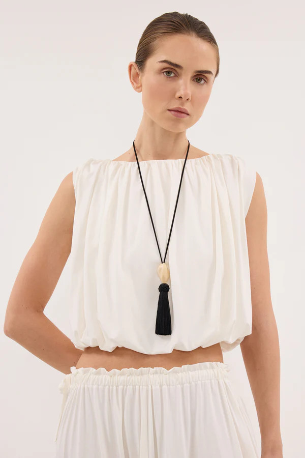 AVA OFF WHITE SLEEVELESS MODAL BLEND TOP | DISSH