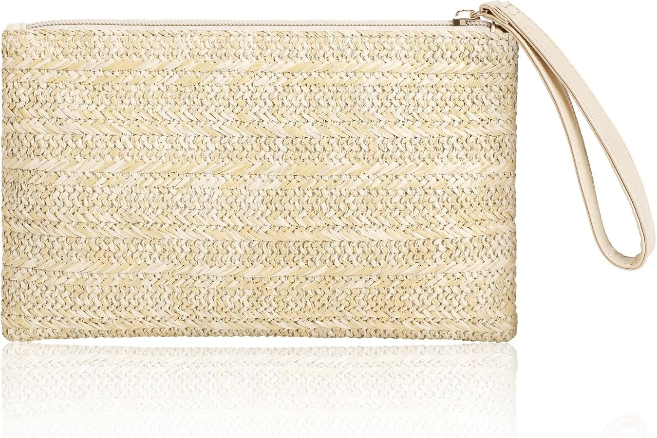 Clothirily Straw Purse Bag for Women Bohemian Handbag with Zipper Wristlet, Beach Clutch Womens S... | Amazon (US)