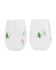 Set Of 2 Christmas Tree Stemless Confetti Glasses | Gifts For Her | Marshalls | Marshalls