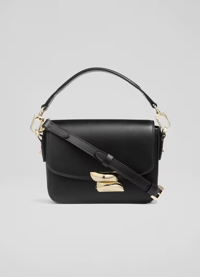 Frankie Black Smooth Leather Core Crossbody Bag | L.K. Bennett (UK)