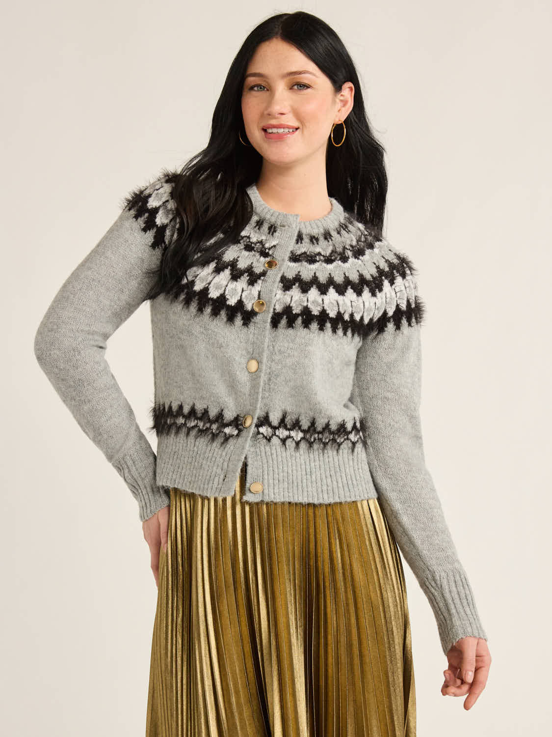 Free Assembly Women’s Fair Isle Cardigan Sweater, Midweight, Sizes XS-XXXL | Walmart (US)