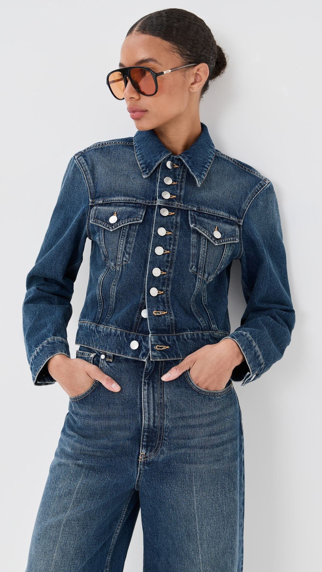 Dark Blue Button Up Denim Jacket | Shopbop
