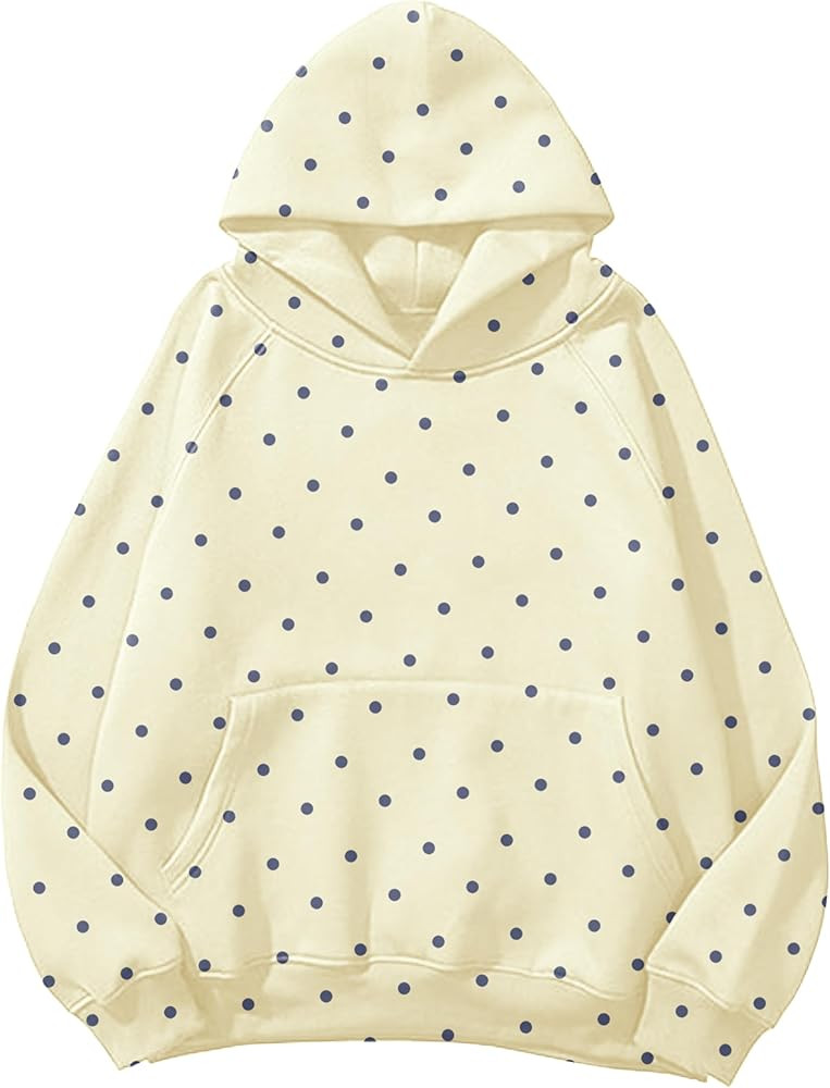 Lauweion Women Solid Basic Fleece Letter Loose Hoodie Sweatshirt Long Sleeve Kangaroo Pocket Drop... | Amazon (US)