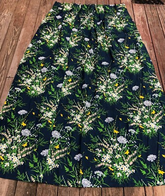 Vtg Set of 4 JC Penney Navy Blue Floral Pinch Pleat Long Curtains Drapes 82" | eBay US