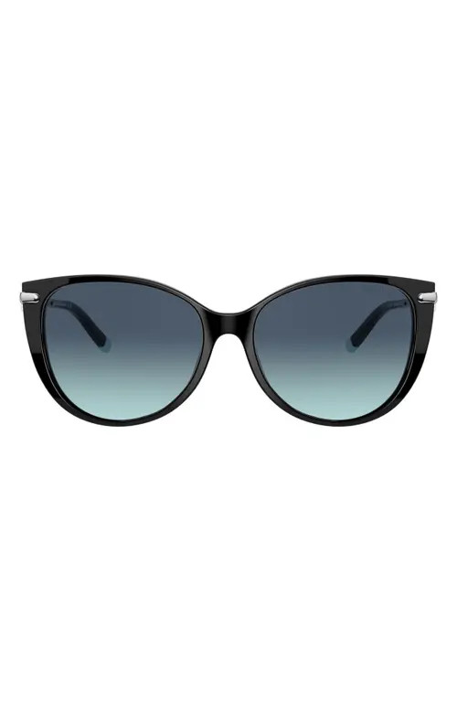 Tiffany & Co. 57mm Gradient Cat Eye Sunglasses in Black/azure Gradient Blue at Nordstrom | Nordstrom