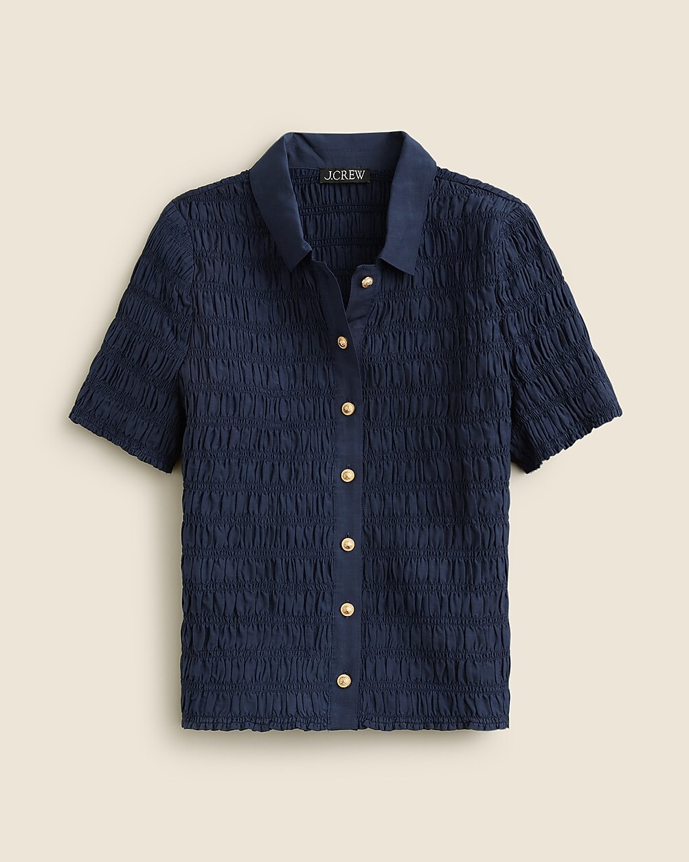 Smocked button-up shirt in cotton-blend voile | J. Crew US
