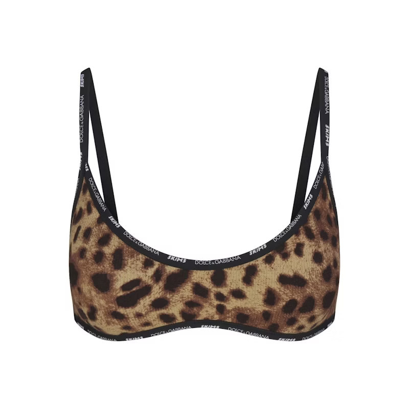 Women's SKIMS x Dolce&Gabbana Cotton Rib Scoop Bralette in Leopard | StockX