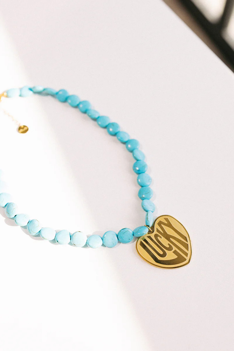 Lucky In Love Stone Necklace - Turquoise | BÉLJOY