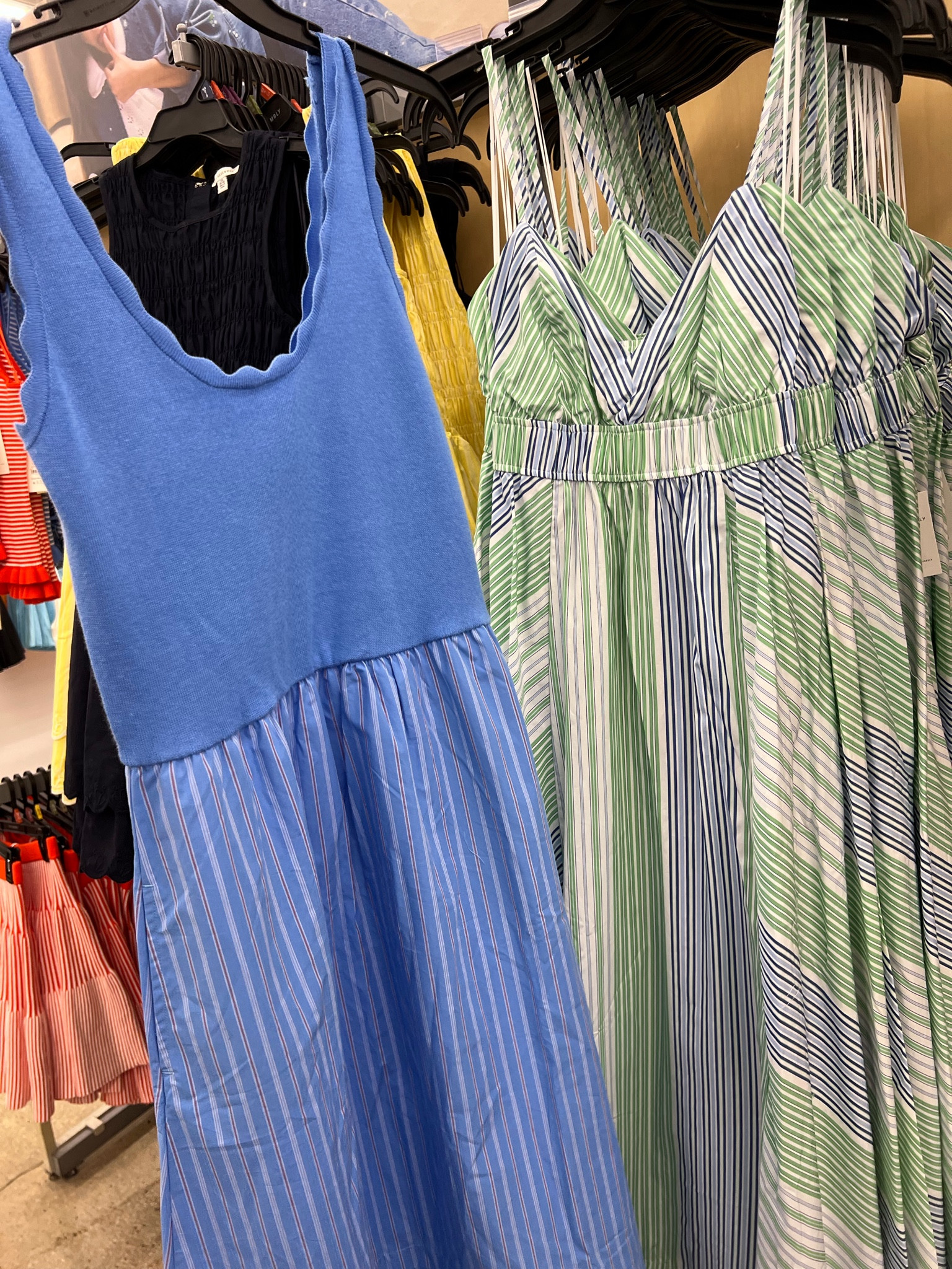 Scallop detail tank dress at Walmart, knit top and woven skirt. So chic!