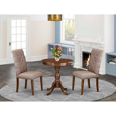 HomeStock Round Dinette Set Dark Fabric Chairs Modern Style | Target