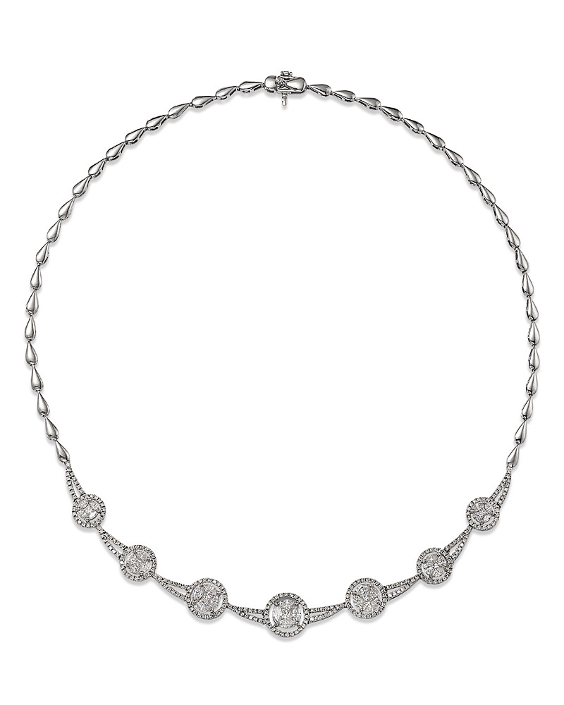 Bloomingdale's Fine Collection Diamond Multi-Cut Statement Necklace in 14K White Gold, 3.5 ct. t. w. - Exclusive | Bloomingdale's (US)