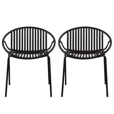 PAGED PP Patio Dining Chairs Set of 2,Outdoor Dining Chairs with Low Backrest,Stackable Patio Chairs for Balcony,Backyard,300 lbs Capacity,Black | Target