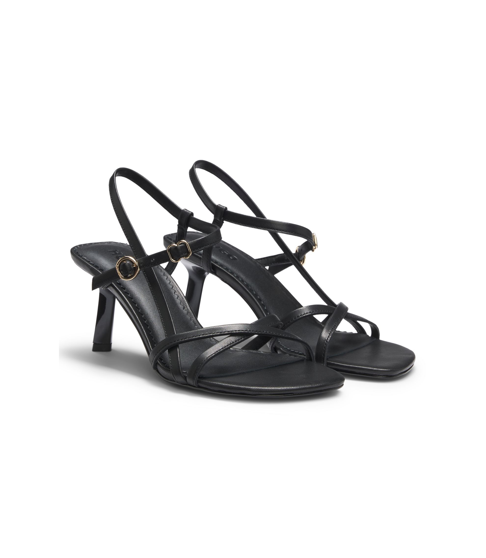 Strappy sandals in leather with asymmetric heel | Hugo Boss (UK)