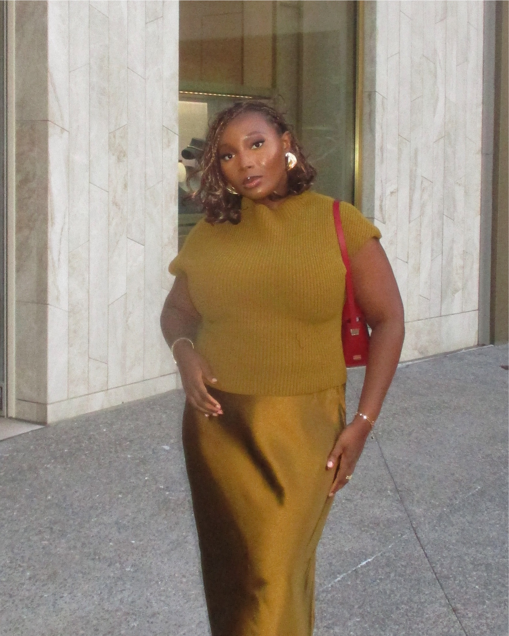 Brown/Olive Knit Vest and Satin Skirt, styled with Michael Kors burgundy purse and snake skin pumps. An elevated fall outfit 🍂🫒♥️

#LTKstyletip #LTKautumn #LTKmidsize