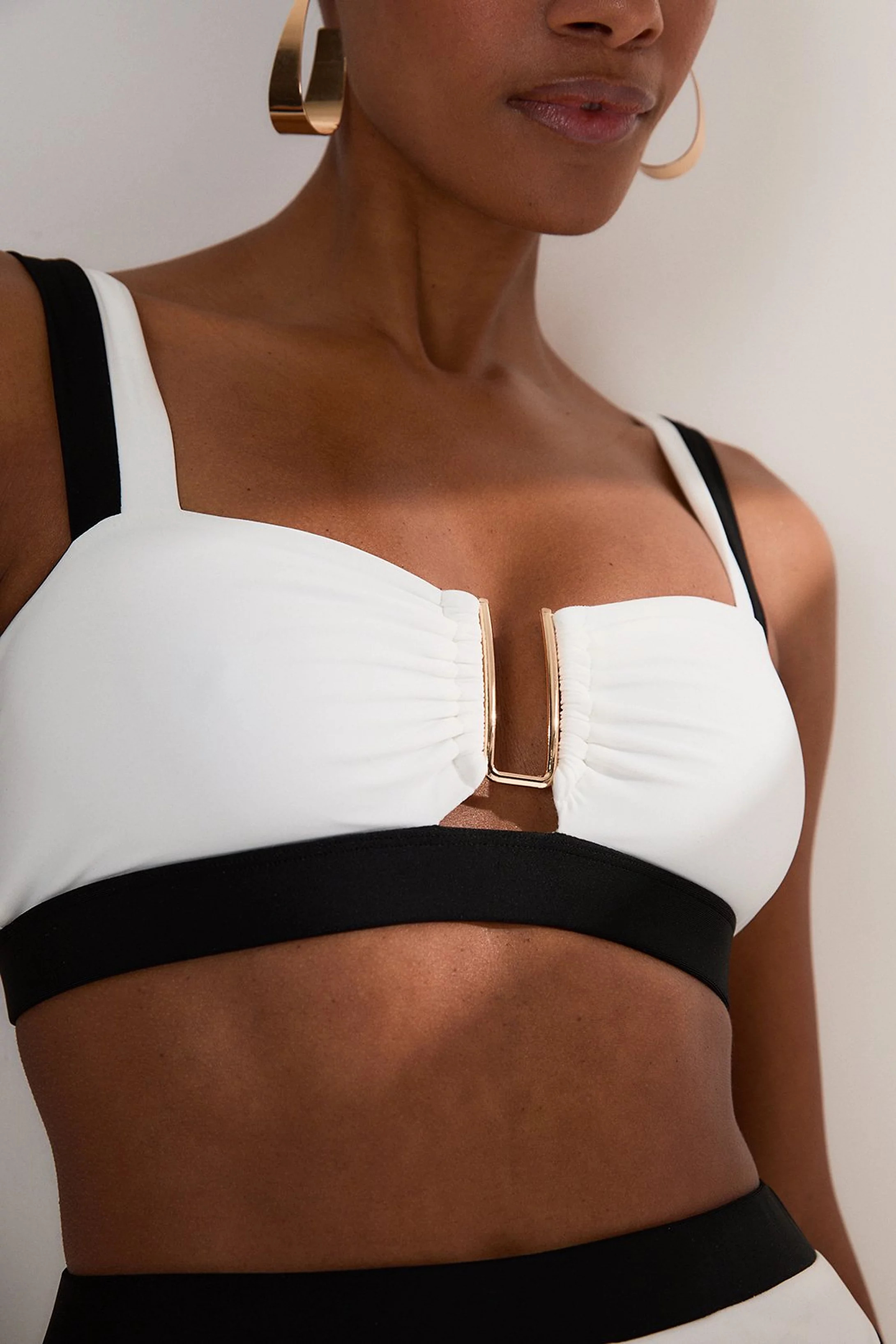 Contrast Trim Detachable Strap Bikini Top | Karen Millen | Karen Millen UK + IE + DE + NL