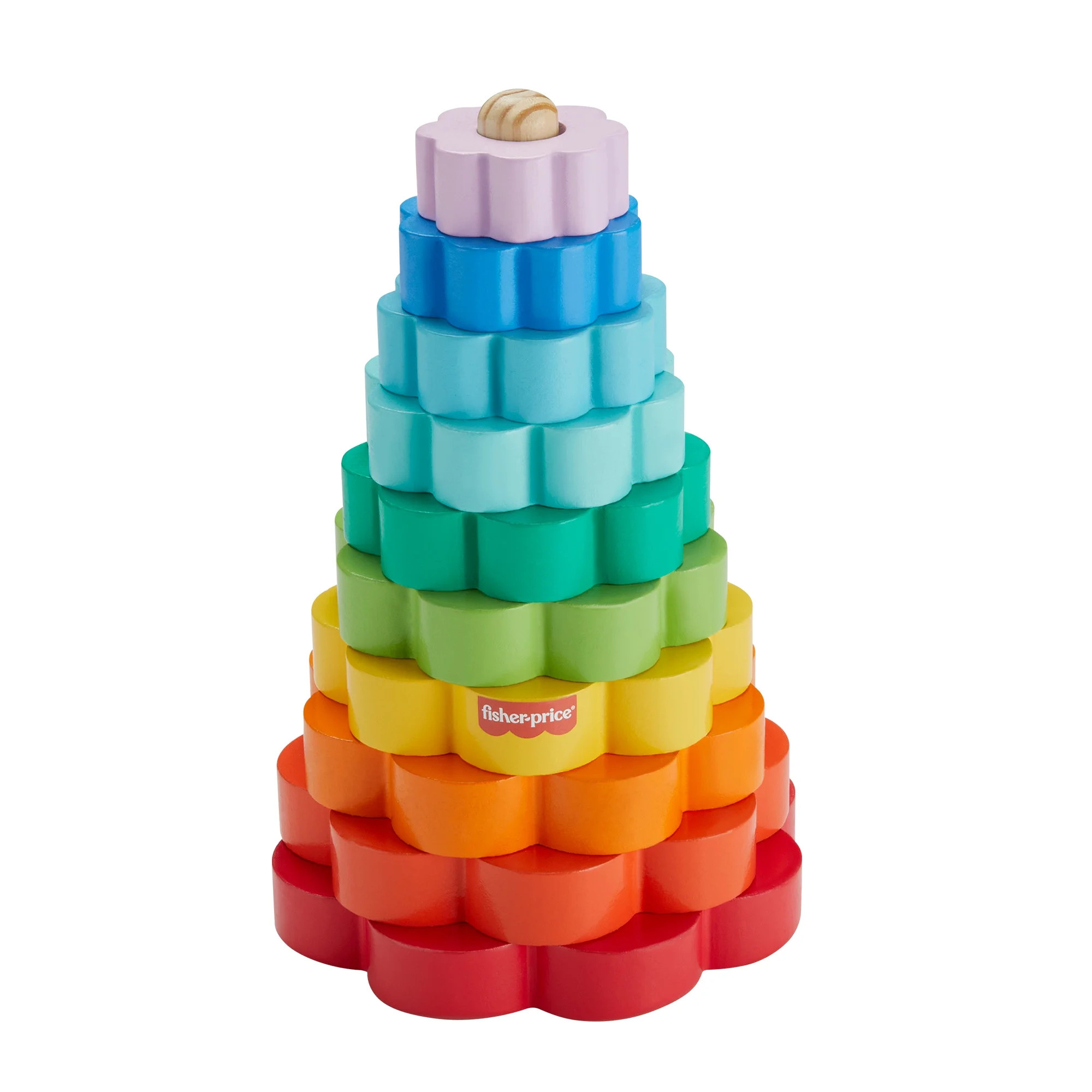 Fisher-Price Wooden Rainbow Ring Stacking Toy, Fine Motor Skills for Toddlers 18 month, 26 Wood P... | Walmart (US)