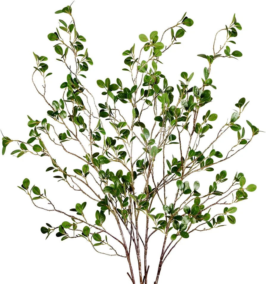 Sggvecsy 43’’ 4Pcs Artificial Ficus Branches Faux Leaf Spray Green Eucalyptus Branches Artifi... | Amazon (US)