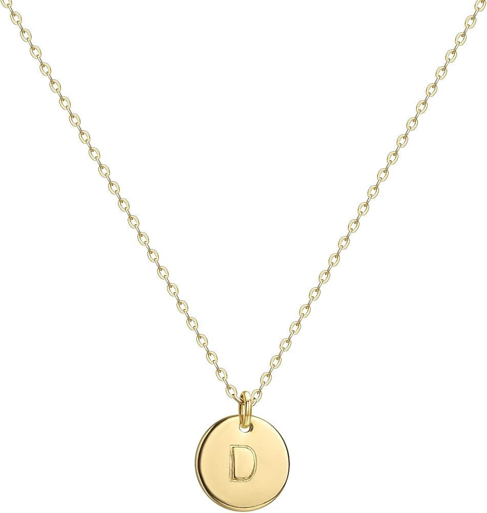 Valloey Rover Initial Necklaces for Women 14K Gold Plated Dainty Letter Necklce Round Coin Disc P... | Amazon (US)