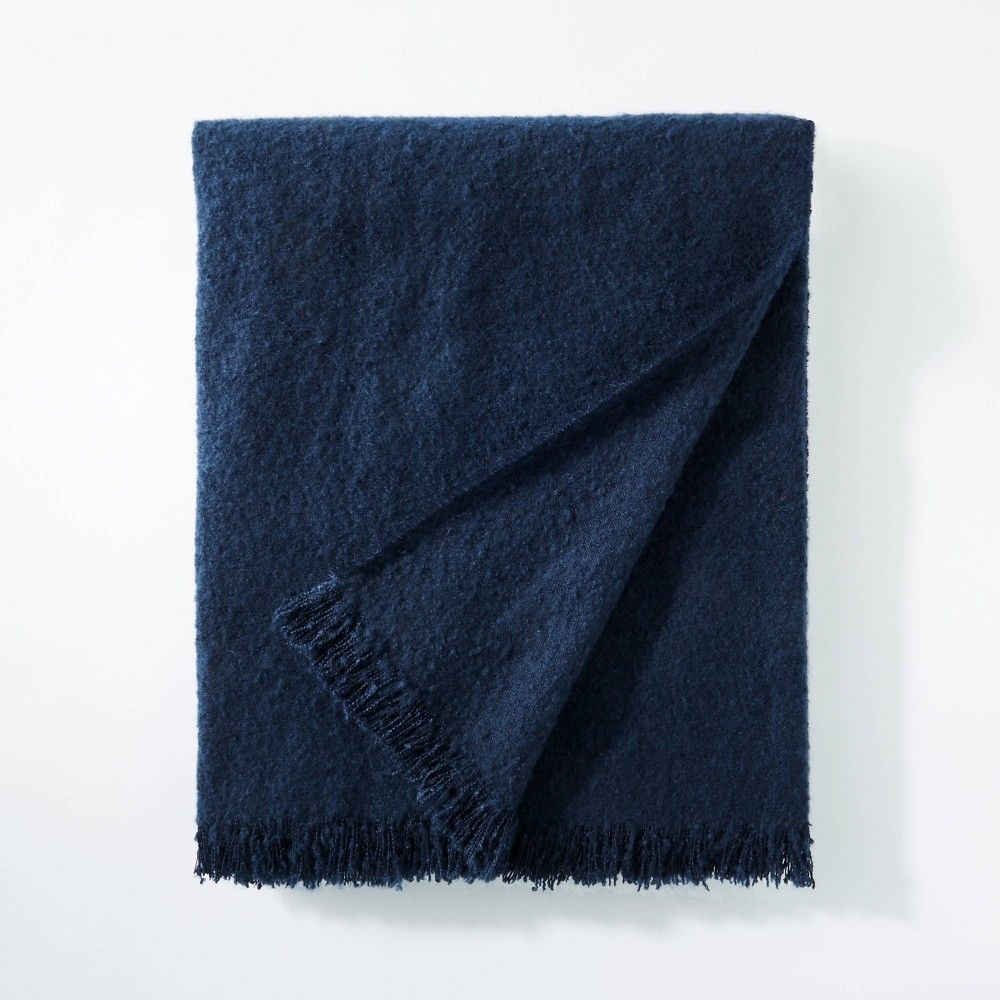 Boucle Faux Mohair Throw Blanket Navy - Threshold designed with Studio McGee | Target