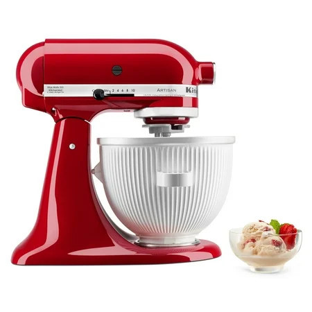 KitchenAid 2-Qt Ice Cream Maker Attachment for select KitchenAid Tilt-Head Stand Mixers, White | Walmart (US)