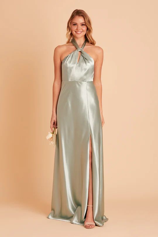 Monica Satin Dress - Sage | Birdy Grey