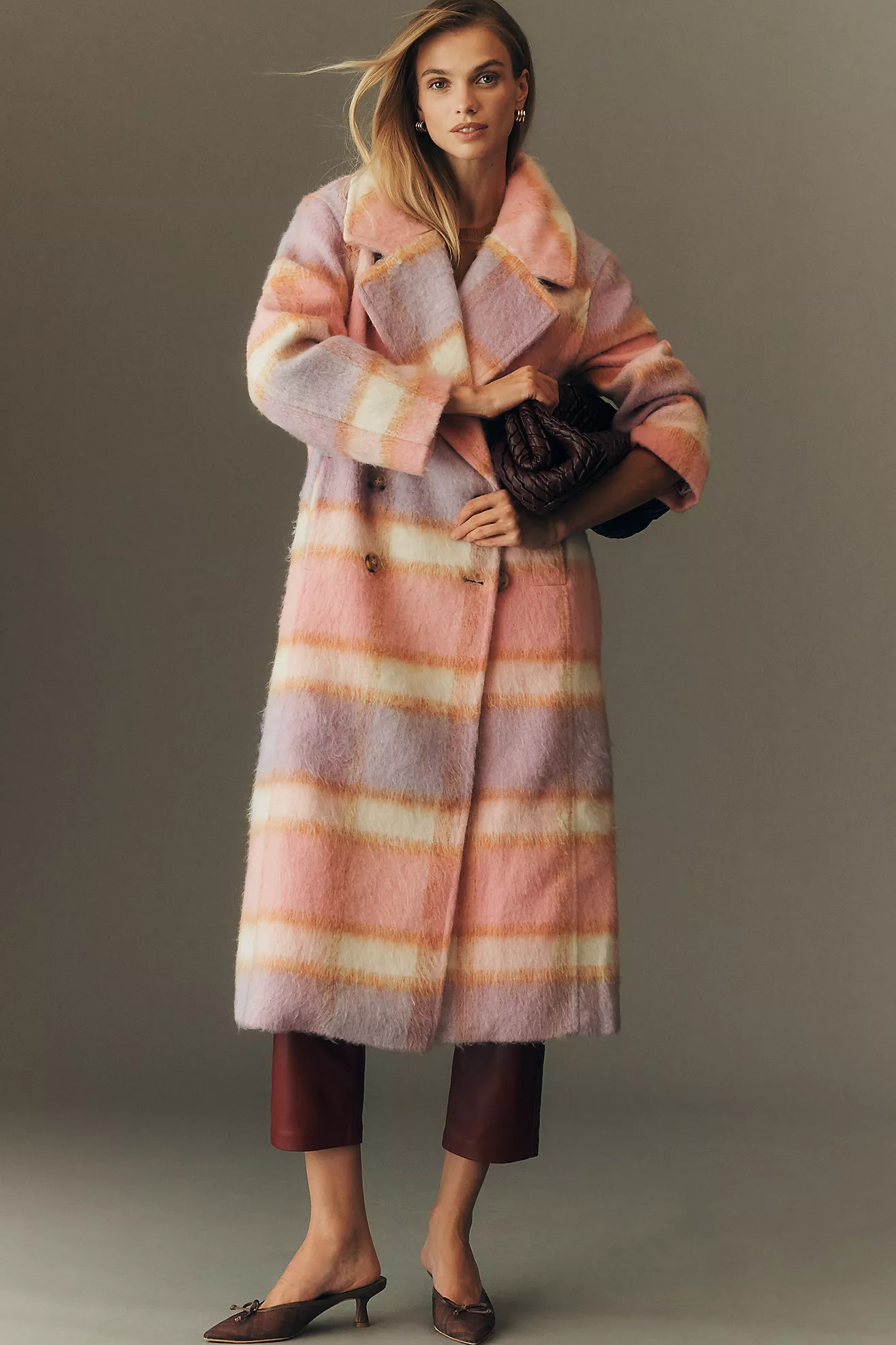 Maeve Wool Blend Plaid Long Coat | Anthropologie (US)