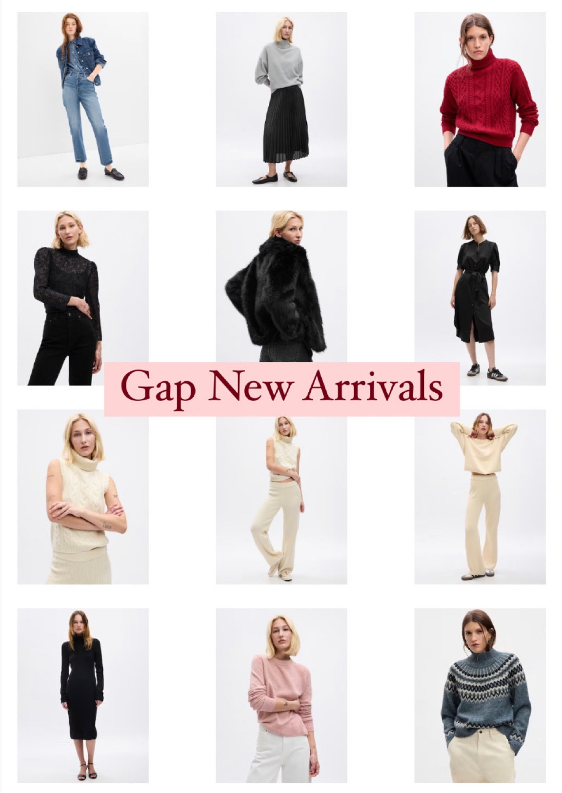 Gap new arrivals. Fall outfits. Holiday outfits. Faux fur coat. Matching lounge set. Sweaters. High rise jeans. Black skirt. Red sweater. 
.
.
.
… 

#LTKfindsunder100 #LTKstyletip #LTKHoliday