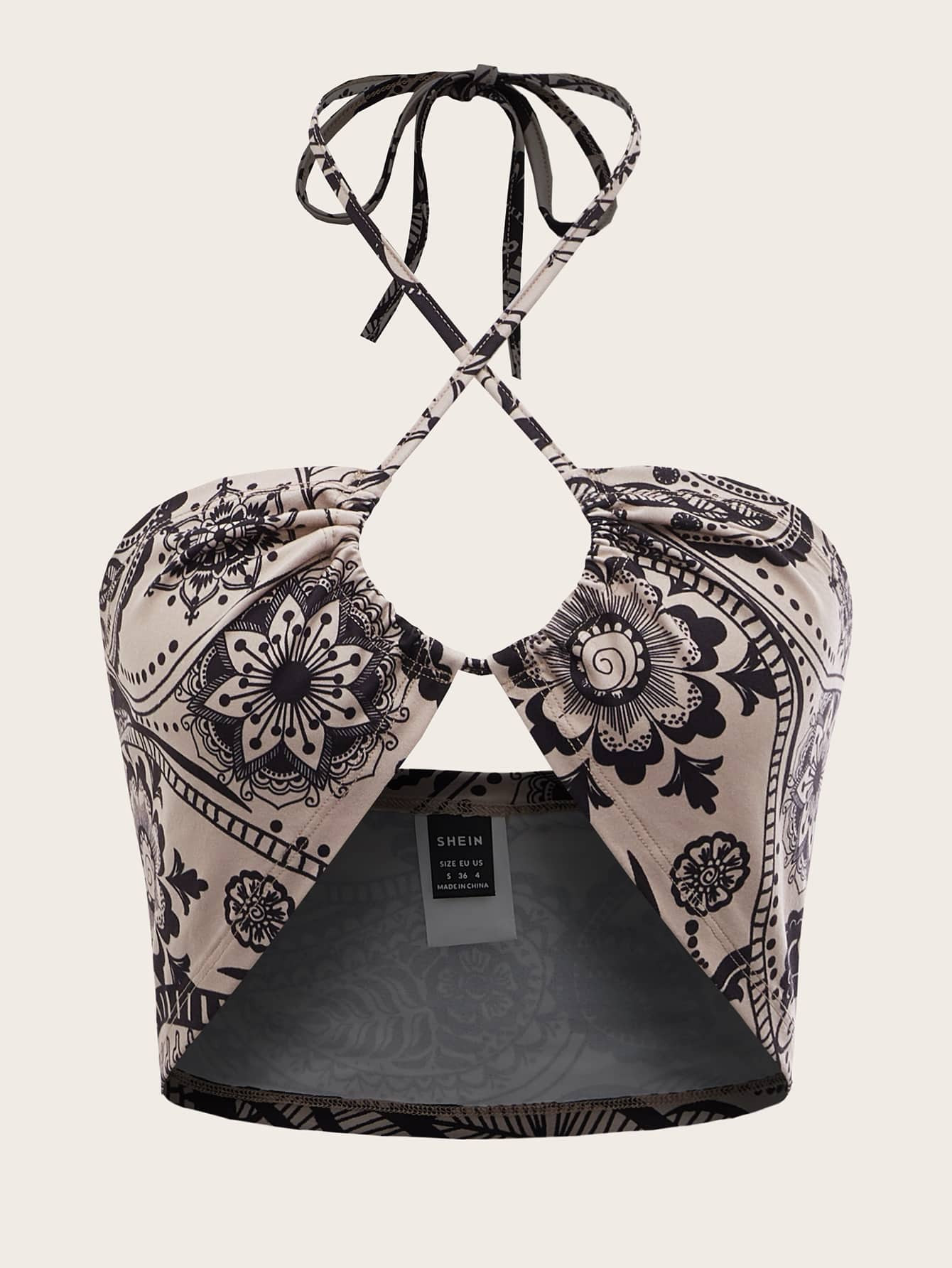 SHEIN MOD Floral Print Halter Top
   SKU: sw2202259813155675      
          (578 Reviews)
      ... | SHEIN