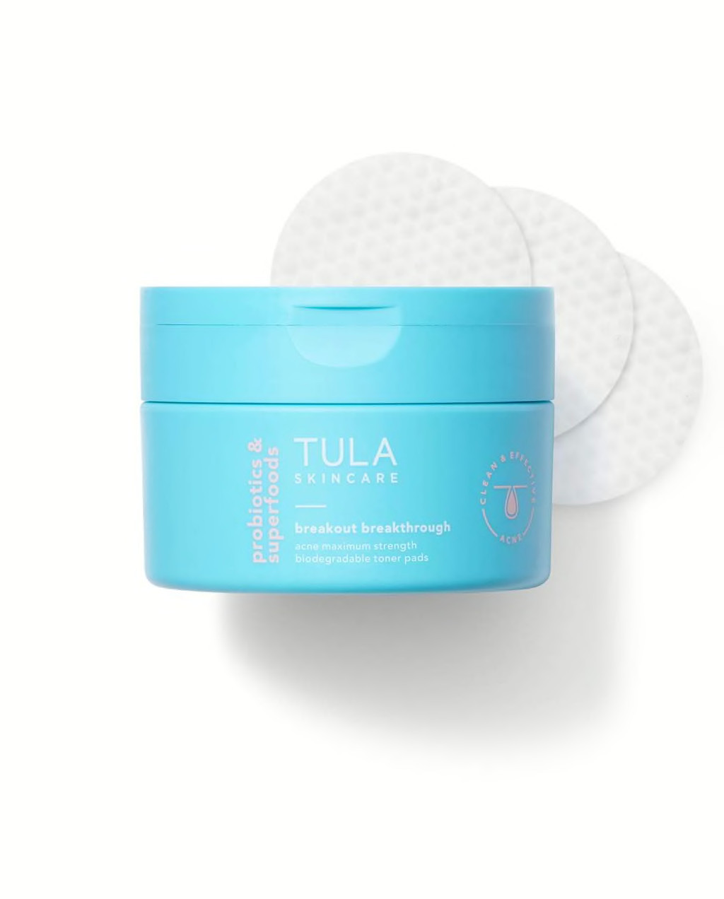 acne maximum strength biodegradable toner pads | Tula Skincare