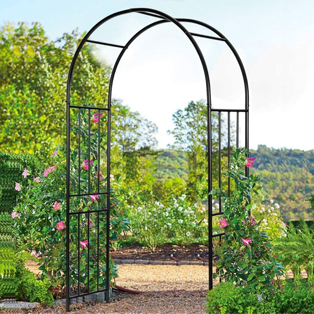 LDAILY Moccha Garden Arbor,Trellis Arch, 7.2Ft Outdoor Steel Arbor with Stakes, Metal Archway for... | Amazon (US)