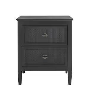 Marsden Black 2-Drawer Cane Nightstand | The Home Depot