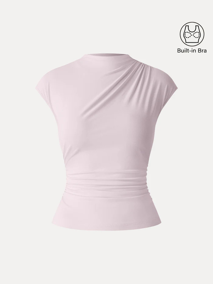 SkinKiss Mockneck Ruched Cropped Bra Top | OGLmove