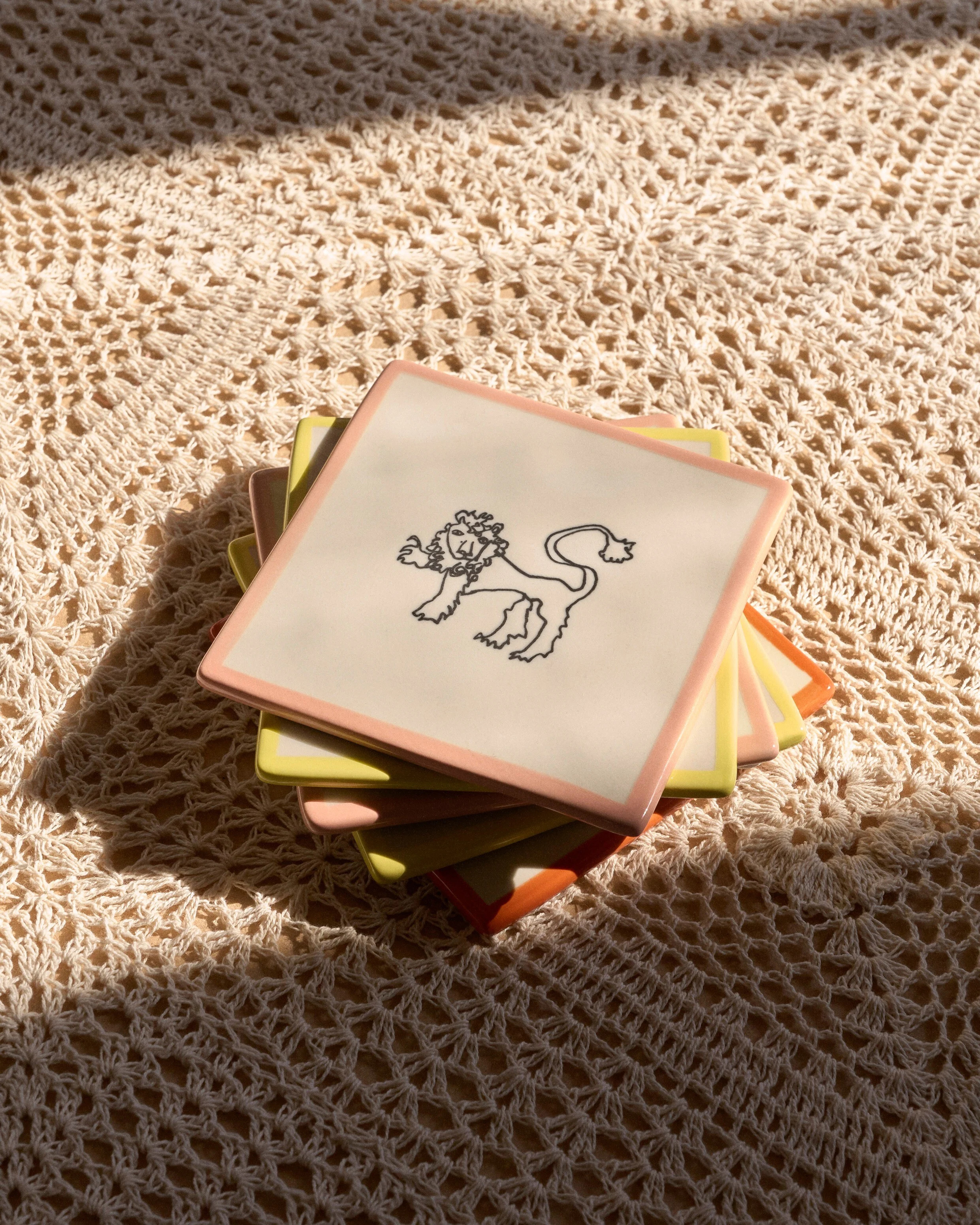 Shrimps x Oliver Bonas Lion Tile Coaster | Oliver Bonas | Oliver Bonas (Global)