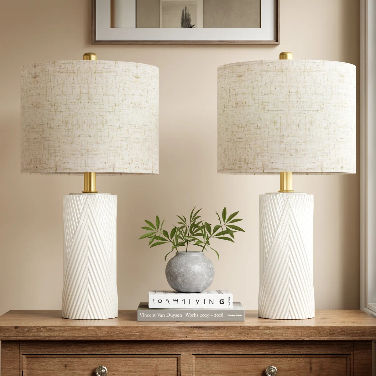 Modern Ceramic Table Lamps, 22" Table Light for Living Room, Bedside Nightstand Lamps for Home De... | Wayfair North America