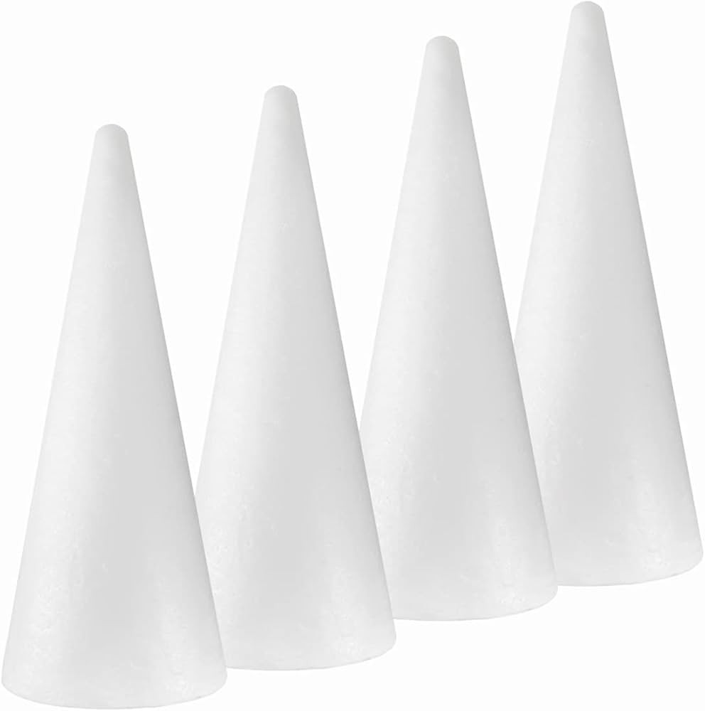 4-Pack Craft Foam Cones(4.6X15.4in), Polystyrene Cone Shaped Foam, Foam Tree Cones, for Arts and ... | Amazon (US)