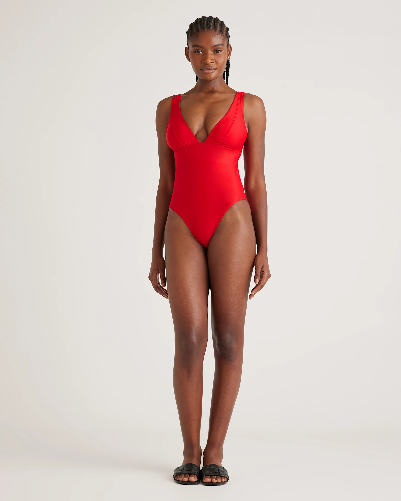 Italian Plunge One-Piece Swimsuit in Cherry | Quince