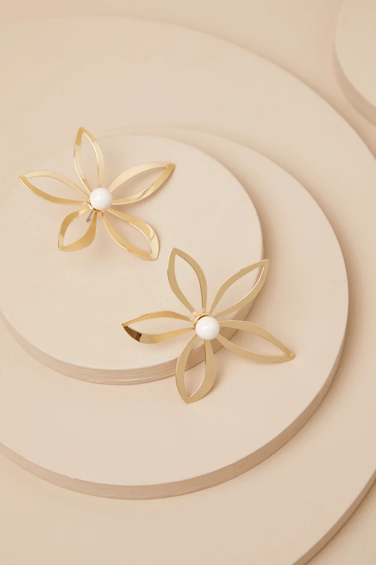 Frigila Gold Flower Statement Earrings | Lulus