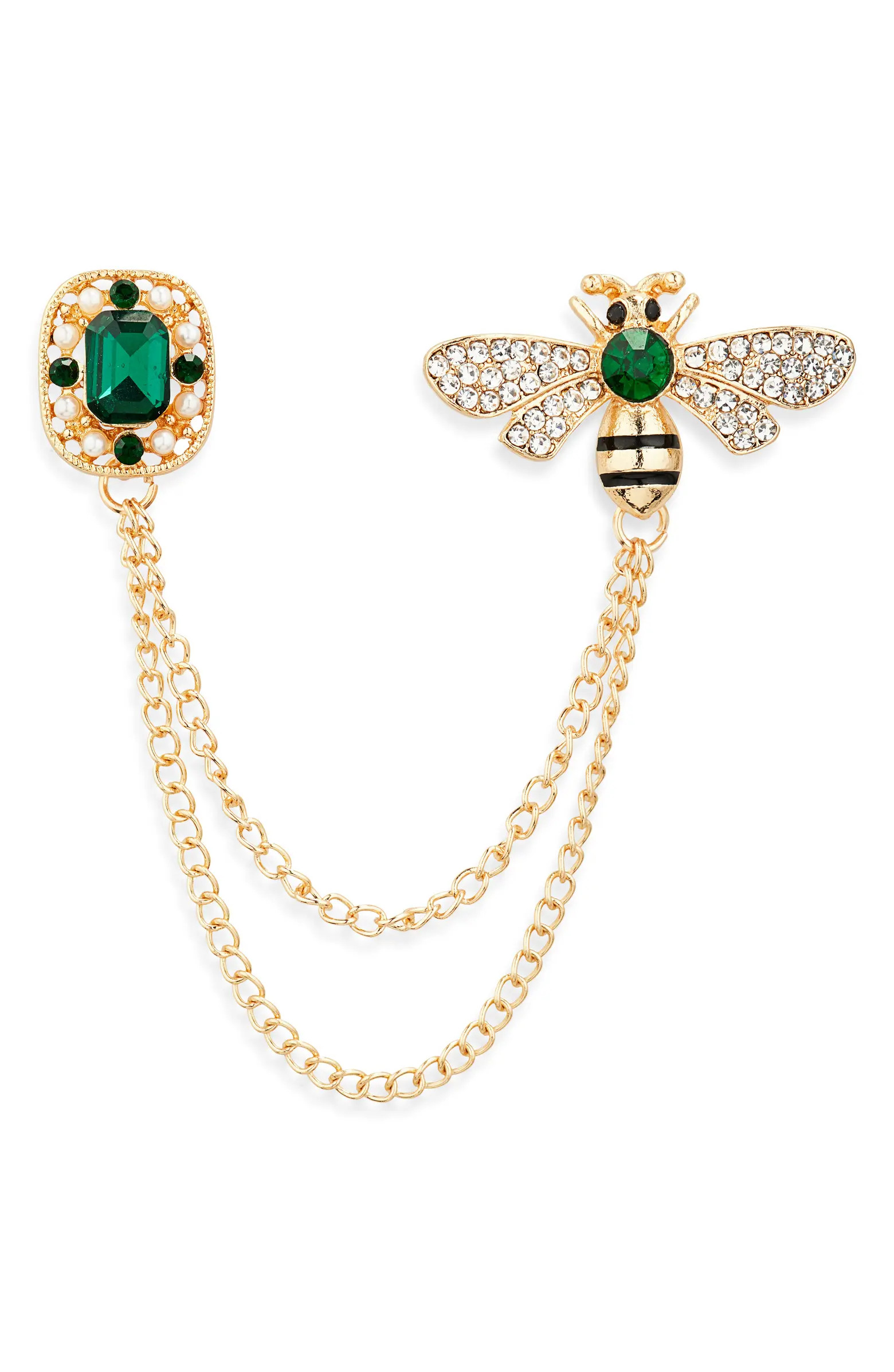 Men's Embellished Bee & Jewel Chained Lapel Pin | Nordstrom