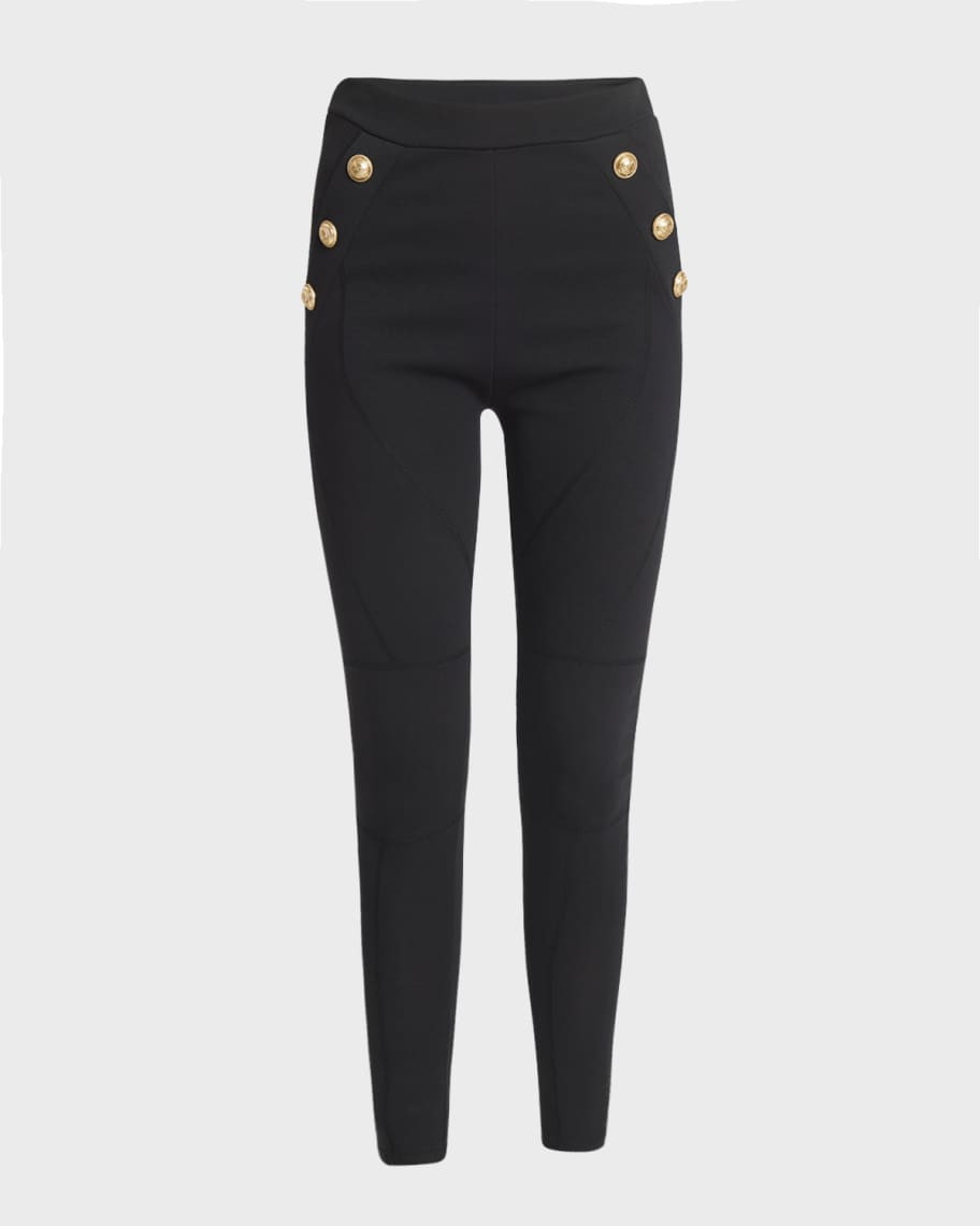 Balmain 6-Button Jersey Leggings | Neiman Marcus